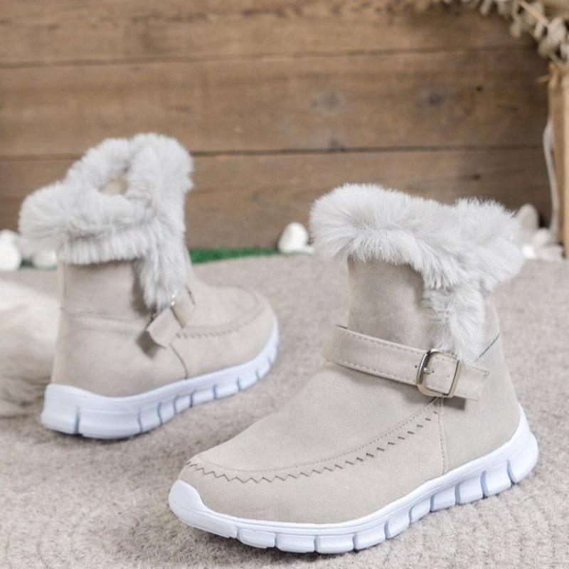European and American Foreign Trade Short Tube Lace-up Wool Snow Boots Women's Cross-border New Winter Thickened Solid Color Velvet Warm Cotton Shoes