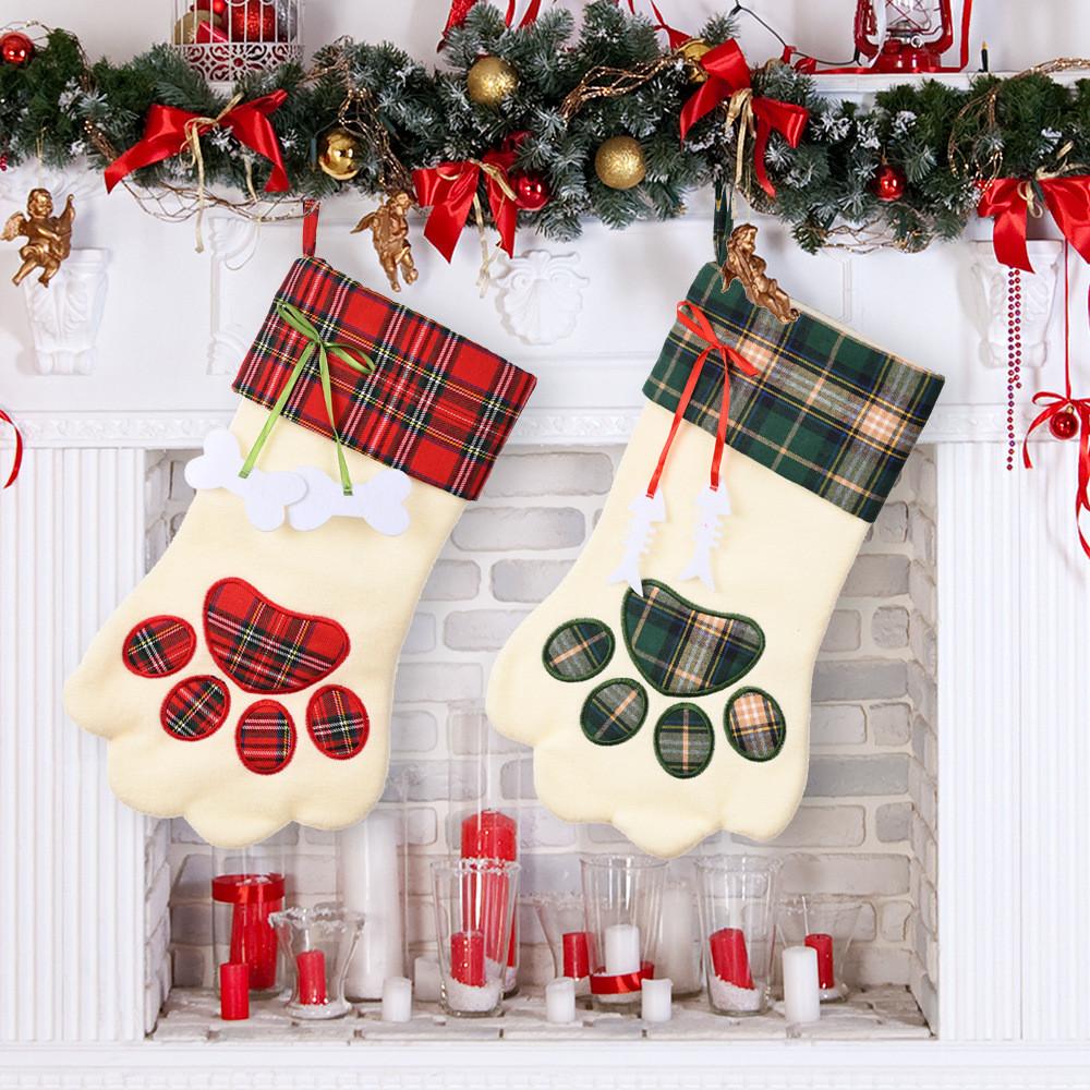 Cute Plaid Cartoon Christmas Stockings For Dogs And Cats Great Gifts And Holiday Decor