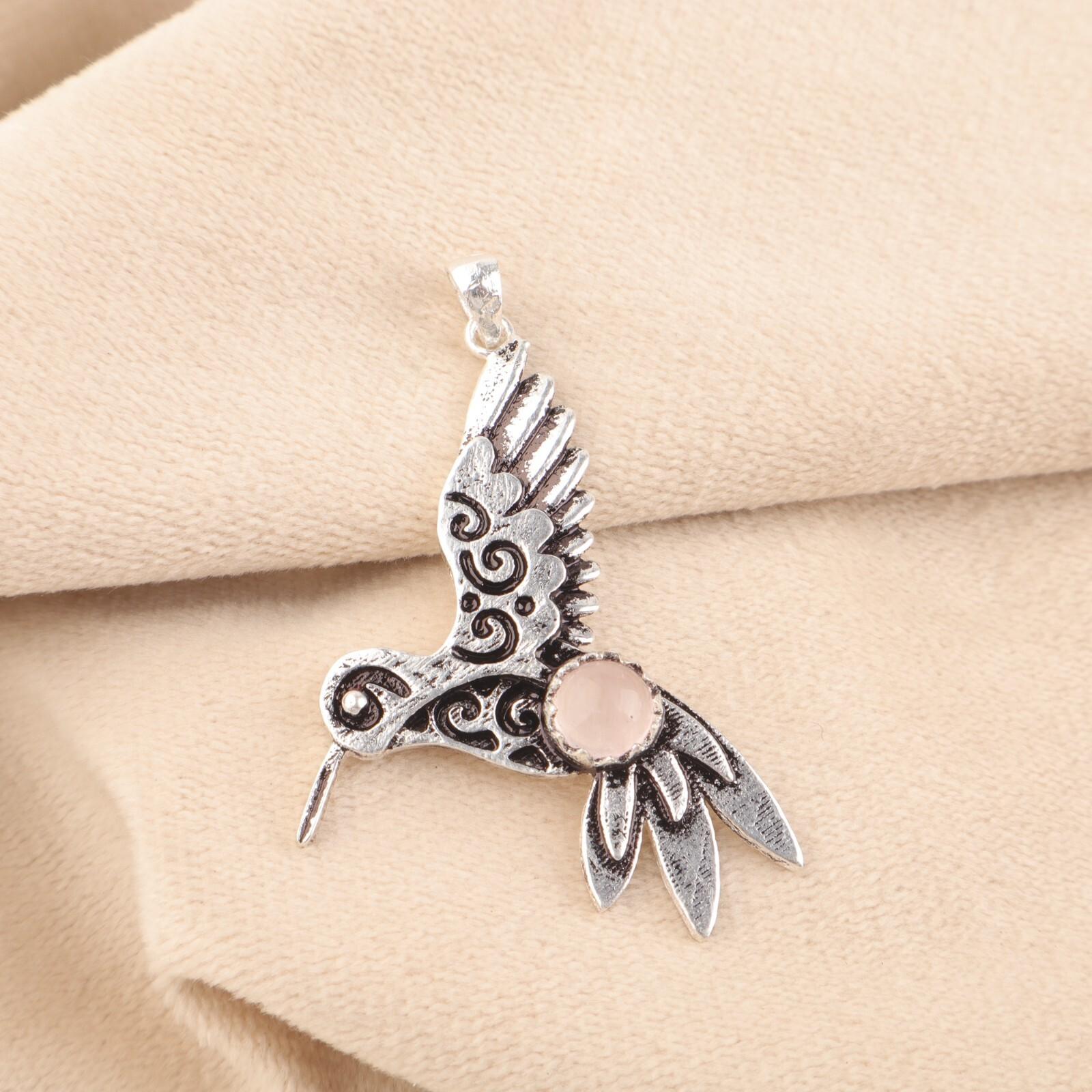 

Натуральный драгоценный камень Розовый Кварц Серебро 925 пробы Ювелирное изделие Ручная работа Подвеска 1,8 CP-20-21