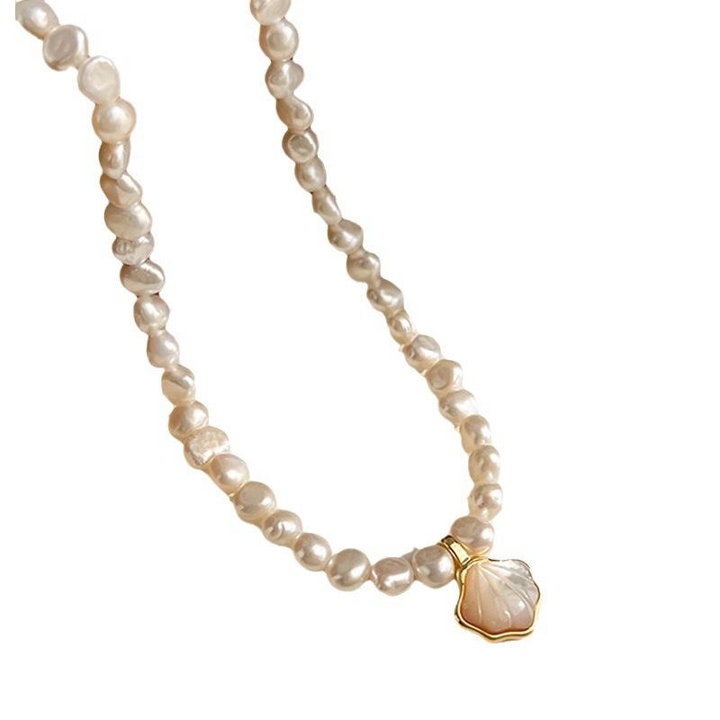 Freshwater Shell Cloud Baroque Irregular Freshwater Pearl Necklace for Women, Fashionable Collar Chain