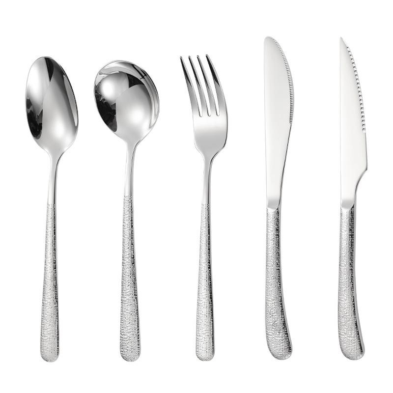 304 stainless steel elegant hammer handle western tableware steak fork dessert spoon afternoon tea restaurant steak knife set