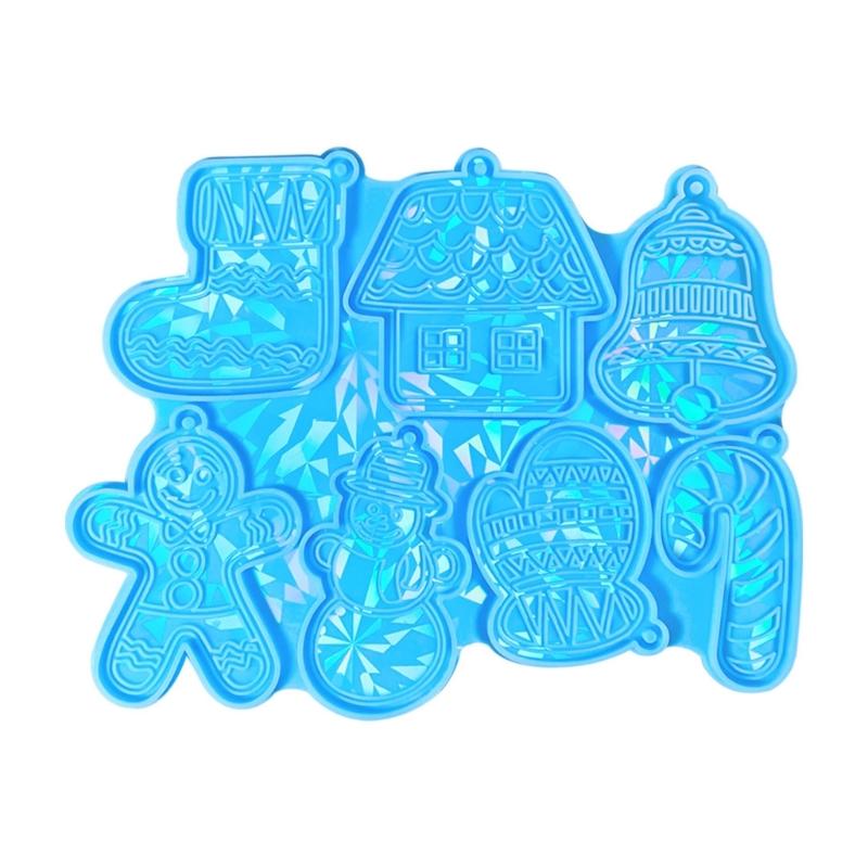 Light Shadow Keychain Pendant Silicone Mold Combined House Bells Holographic Mold DIY Ornaments Mould for Birthday Gift 1 синий