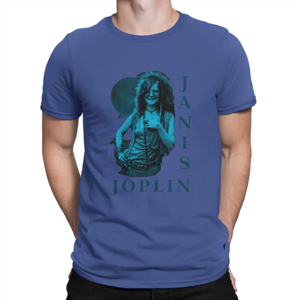 Janis Joplin Newest TShirt for Men American Rock Musicians Of The 1970s Round Collar Pure Cotton T Shirt