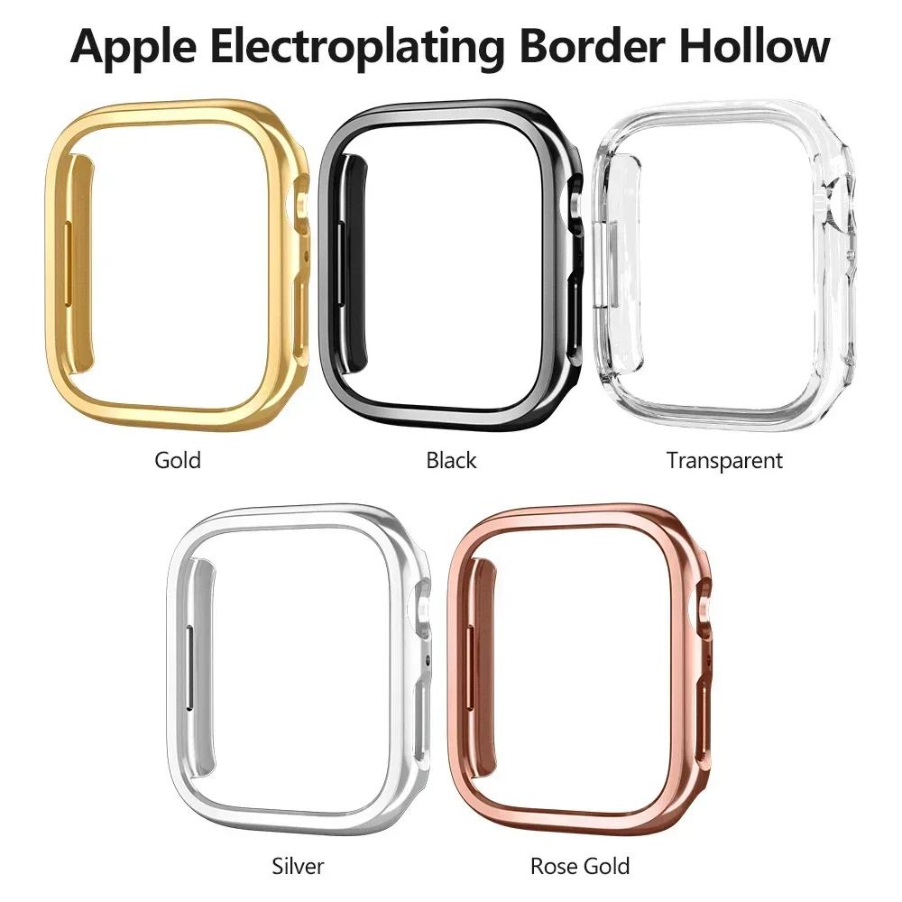 PC Case for Apple Watch 45mm 41mm 38mm 42mm 40mm 44mm Plated Skeleton Cover Hard case Frame for iWatch 10 9 SE 8 7 6 5 4 3 2 1