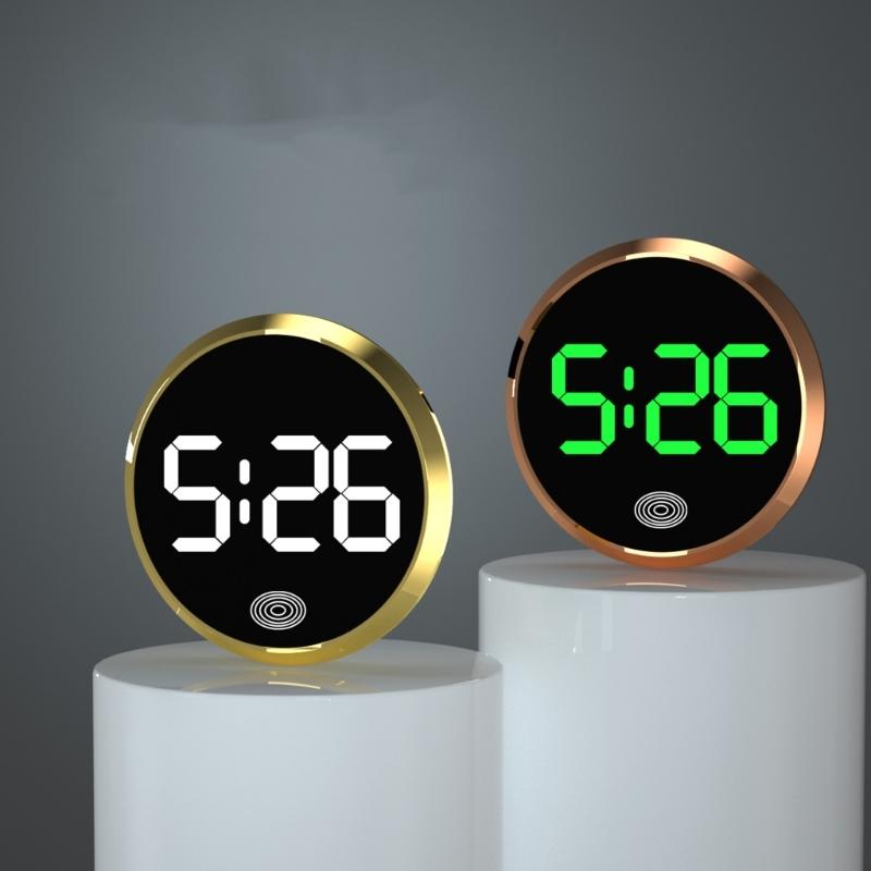 Deska Rozdzielcza Samochodu Mini Zegar Samochodowy Okrągły Design z Podświetleniem Cyfrowy Wyświetlacz Z Obsługą Dotykową Do Kratki Powietrza Samochodowego