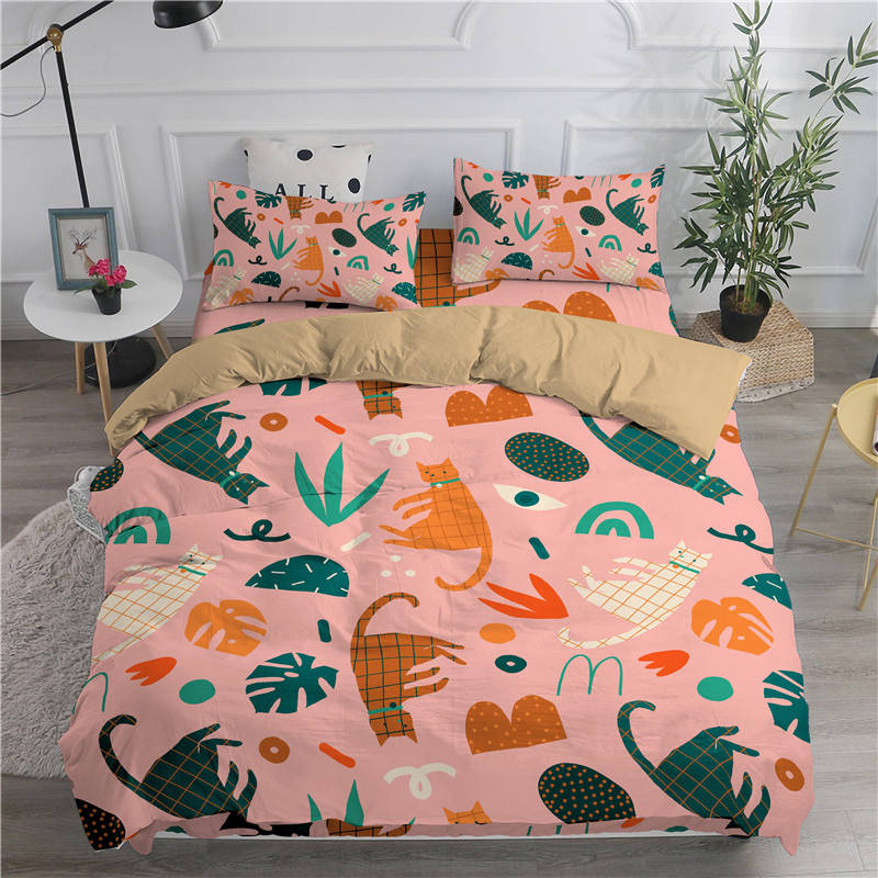 Cute Cats Printed 3D Duvet Cover Set Cartoon Cat Bedding Set Twin Full Queen King Size Double Sizes Pillowcase Comforter Cover