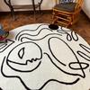 Luxurious Round Flannel Rug with Abstract Art Design, Non-Slip, Machine Washable, Suitable for Living Room,Bedroom, And Entryway