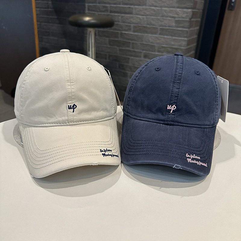 UP letter embroidered baseball cap for women, small face, deep top, wide bay eaves, sun protection, sunshade, soft top cap for men, American style
