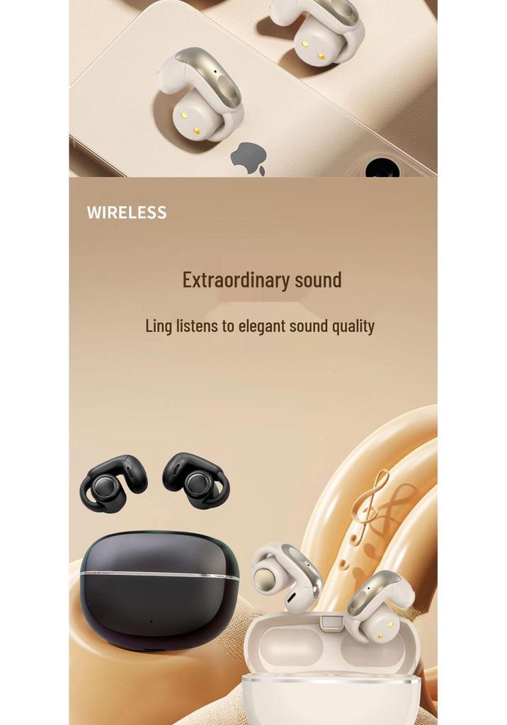 GT Bluetooth Sports Ear Clip Earphones, Compatible with Android & Apple, Ultra-Long Battery, Digital Display