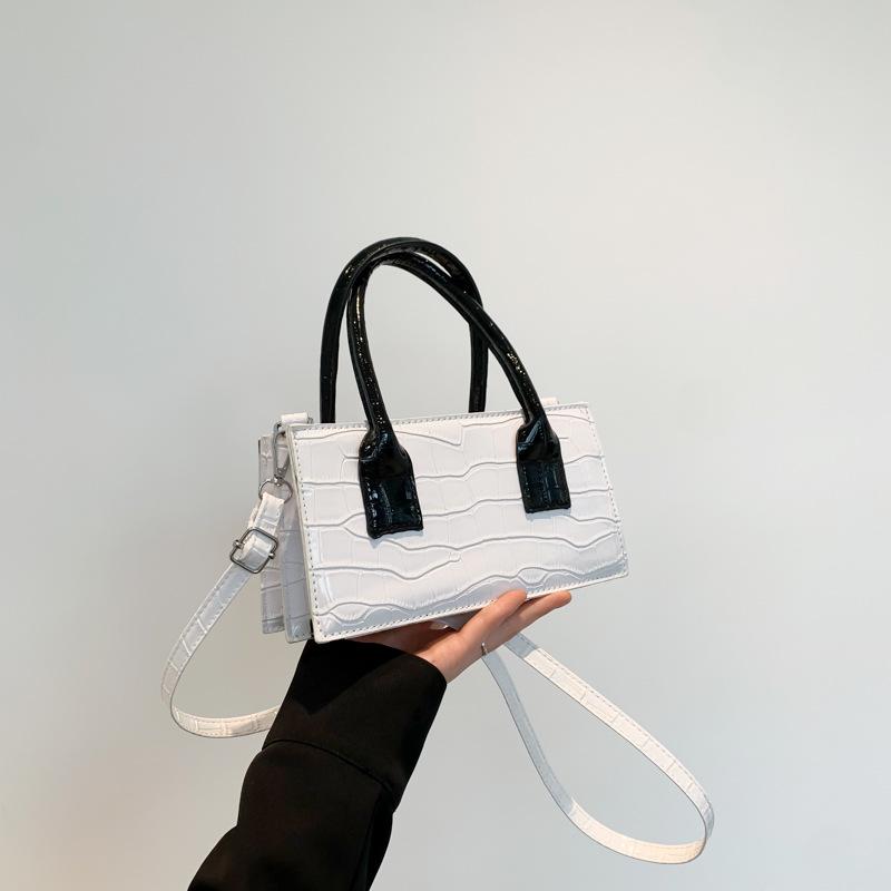 Modna torebka z łączonej tekstury 2025 wiosna nowa wszechstronna ins temperament mała kwadratowa torebka