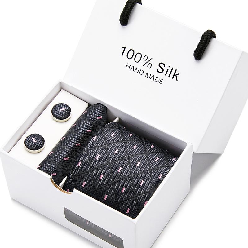 Men'S Tie Gift Box 5-Piece Set Tie Pocket Towel Scarf Cuff