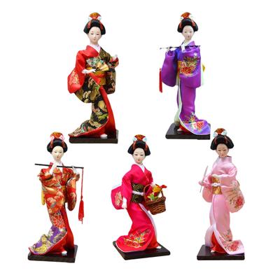 11" Japanische Kimono Geisha Puppe Nationaler Stil Skulptur Orientalisch Antik Harz Handgefertigt Asiatische Geisha zur Dekoration