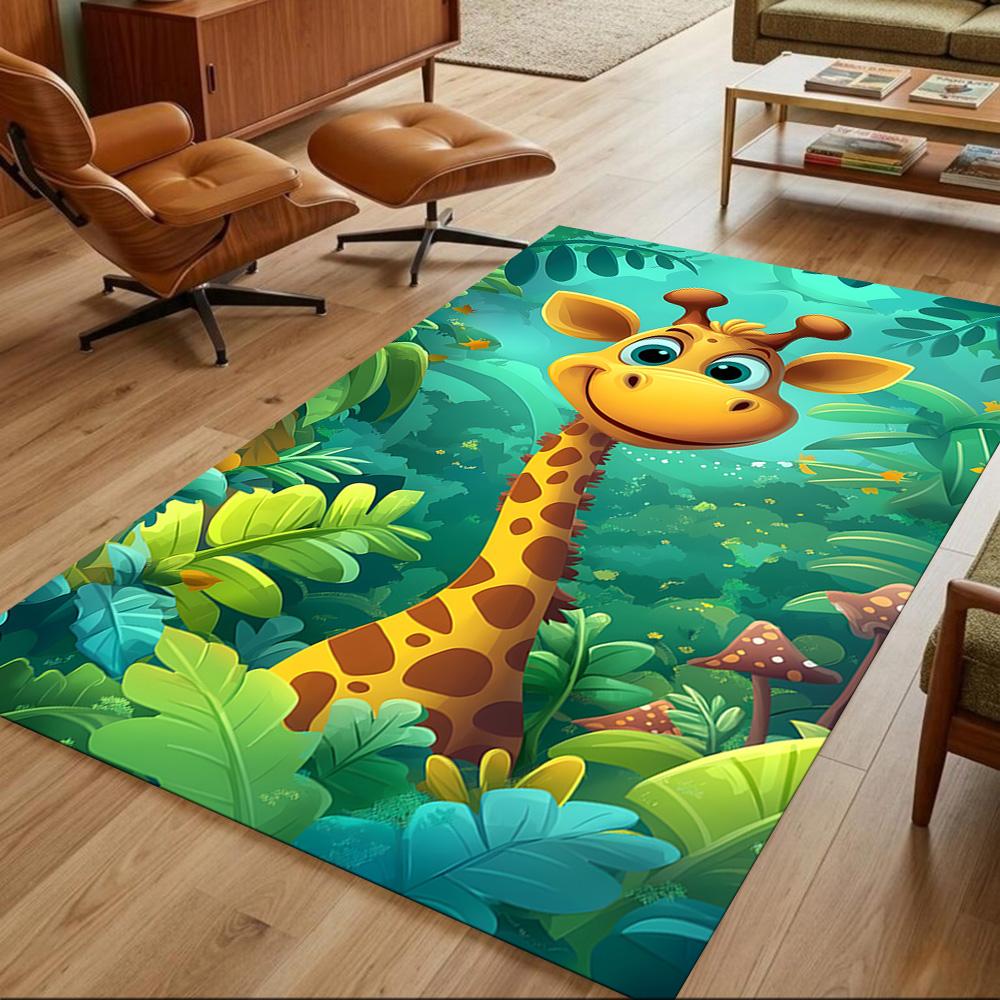 Jungle Giraffe Adventure Non-Slip Home Carpet Design for Office Decor Living Room Bedroom Gift