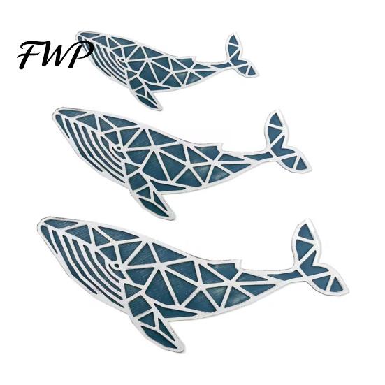 Non-deformable Wall Panel 3 Pcs Handcrafted Wooden Nautical Whale Art, Coastal Ocean Fish Art Hanging Decor, Vintage Ornaments for Living Room Sets