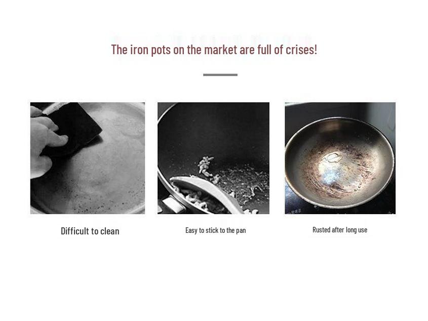 Vintage Uncoated Cast Iron Flat-Bottom Non-Stick Wok, Compatible with Induction & Gas Stoves, Ideal for Rural Household Stir-Fry.