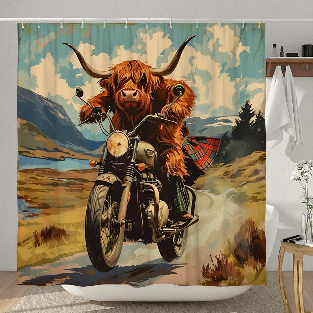 

Funny Highland Cow Shower Curtain Rustic Country Cow Cartoon Animal Children s Bath Curtain Polyester Fabric Home Bathroom Decor 120x180cm-47x70in
