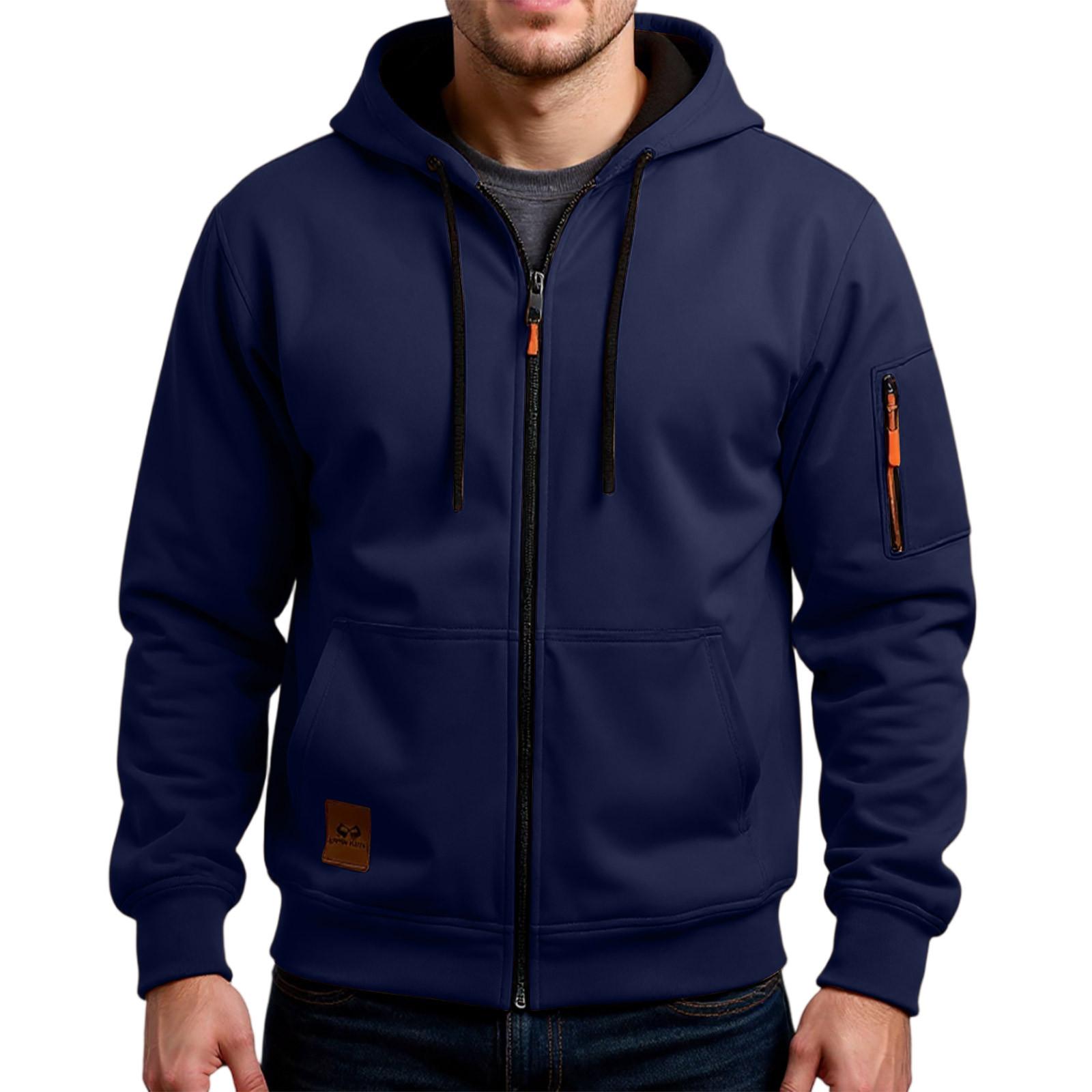 

Мужская куртка на молнии, повседневная куртка-кардиган в стиле ретро с длинными рукавами M тёмно-синий