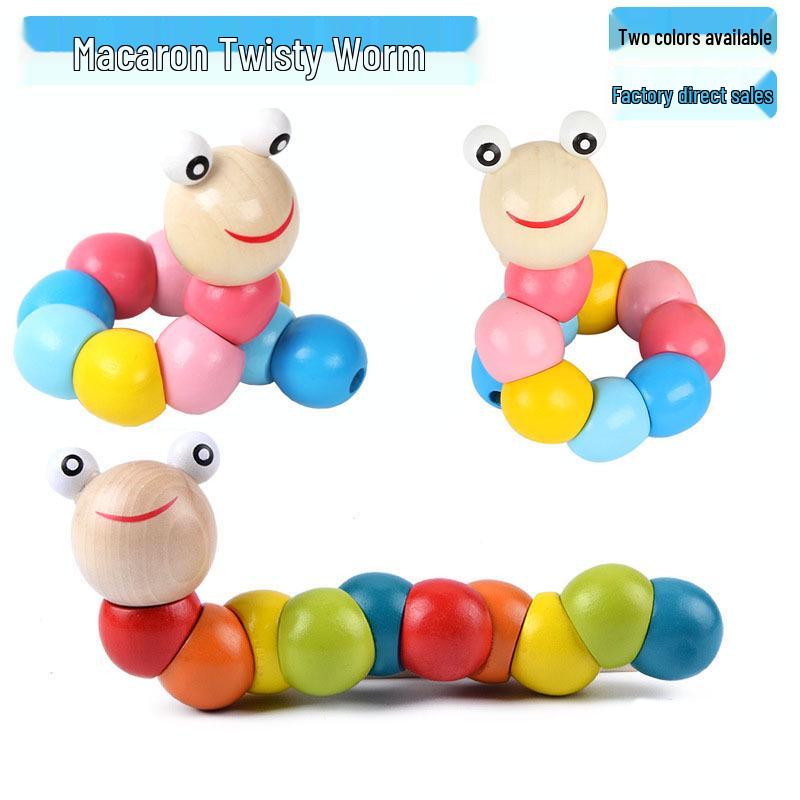 Colorful Wooden Twisty Caterpillar: Educational Toy for Toddlers