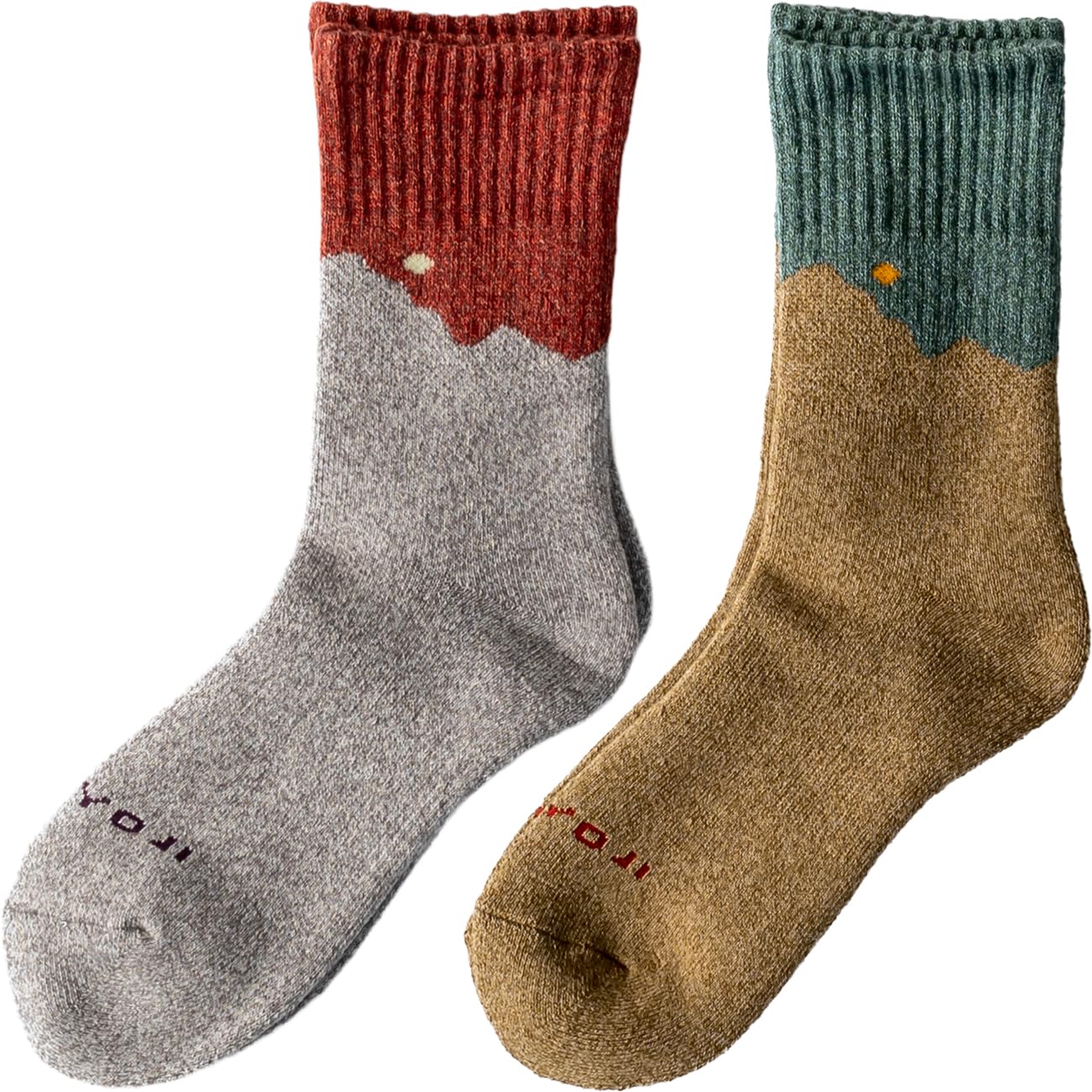 [Chiyoji s Socks] Women s Takamiyama Trekking Socks, 2 Pairs, 22-24cm, Gray & Light Brown, Made in Japan