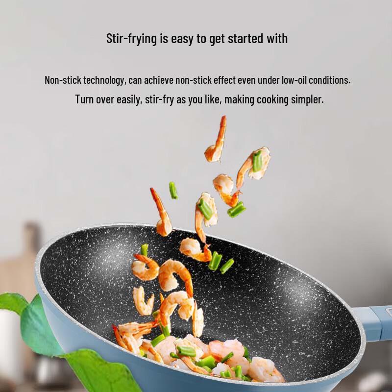 Kangbah 30cm 304 Stainless Steel Wok - Celadon Blue Series