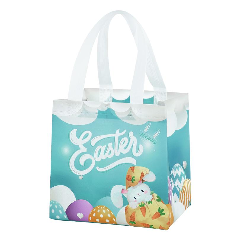 Easter Gift Bags Cute Rabbit Printed Candy Snack Tote Bag Non-Woven Egg Basket Non Woven Happy Easter Party Decoration Supplies