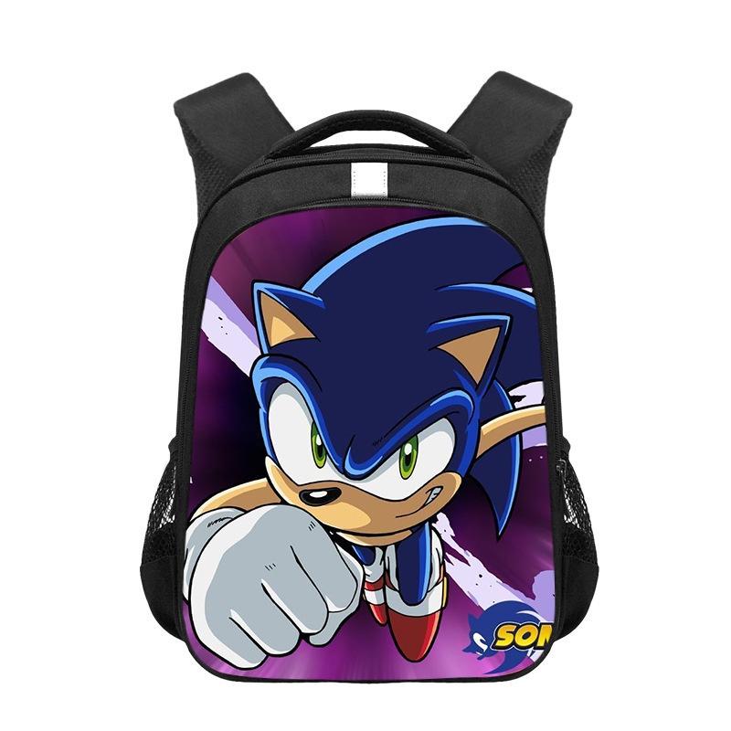 Sonic Cartoon Kids Backpack Durable Polyester Material 20-35l Capacity Zipper Closure Cushioned Shoulder Straps 44*30.5*16cm