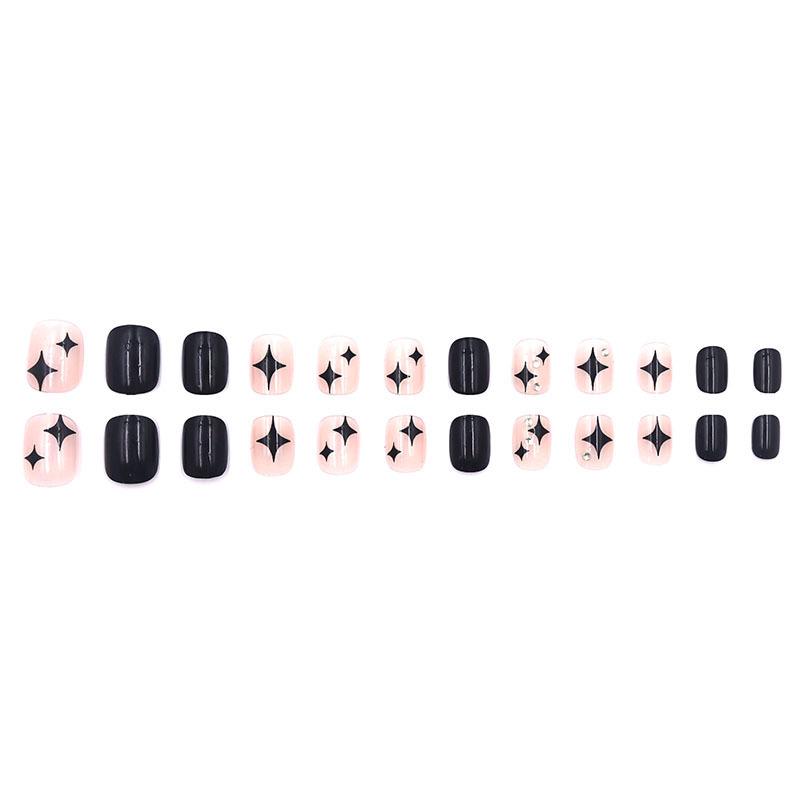 Summer Pure Desire Spicy Girl Nail Art: Wearable Tips with Stars & Rhinestones, Detachable Student Fake Nails