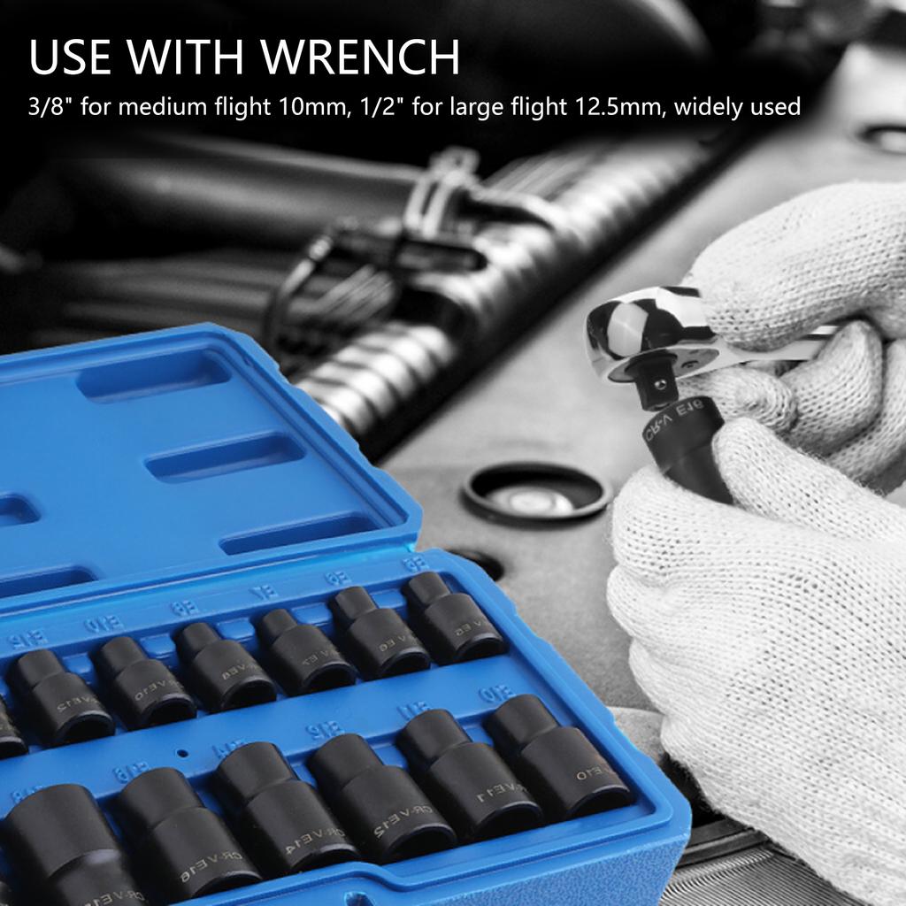 Bolt Nut Driver Bit 1/2inch 3/8inch Drive Hexagonal Shank Wrench Socket Screw Driver Set for Power Tool
