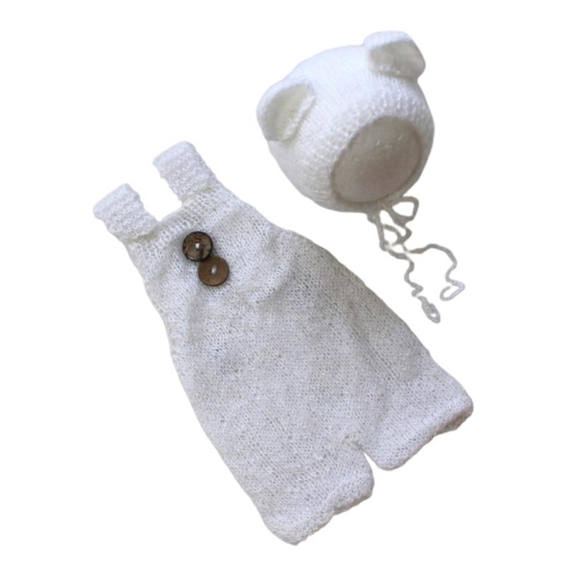 Recuzită Fotografie Bebeluș Pălărie Urs Costum Nou-născuți Recuzită Foto Căciulă Ședință Foto Bebeluș Costum Foto Bebelanș Jumpsuit Croșetat