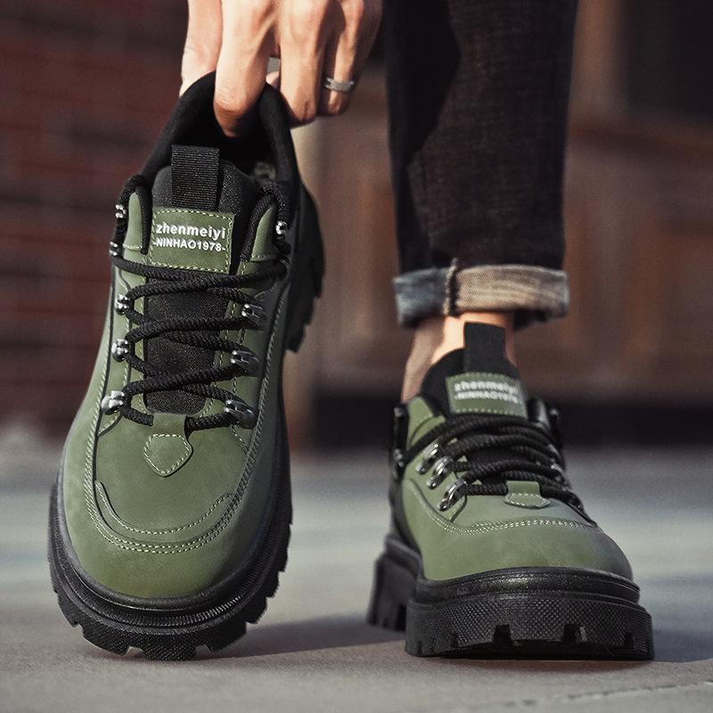 

Мужская обувь 2024 года, новая осенняя обувь для отдыха на открытом воздухе, походов, спорта, трендовая мужская обувь с низким верхом и инструментами 44 зелёный