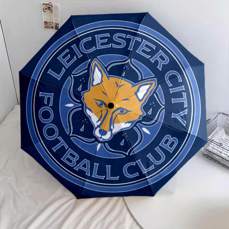 Leicester City Football Club Pattern, Automatic Folding Umbrella, Portable and Foldable Design, 8 Ribs, a Christmas or Birthday Gift.