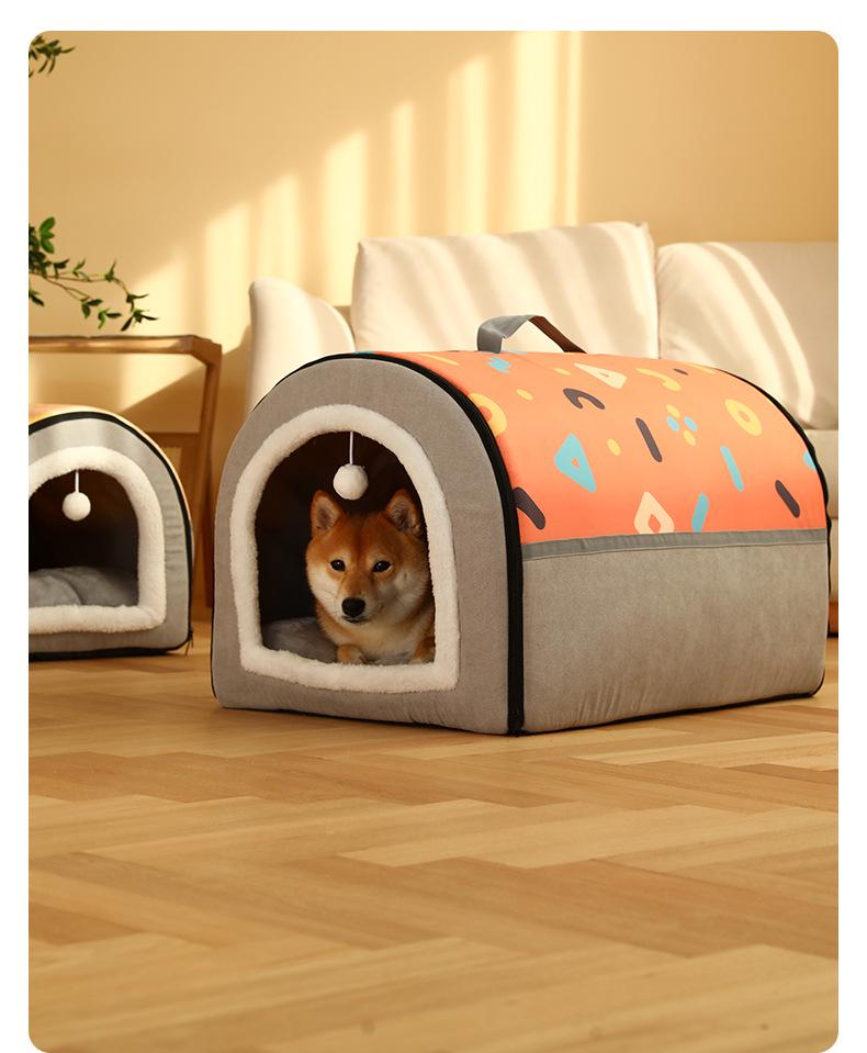 Washable Winter Warm Pet Nest: Half-Enclosed Cat & Large Dog House