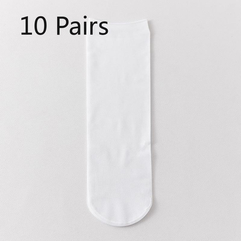 

10 пар женских летних тонких чулок-труб из антизацепляющегося шелка, дышащих, из хрустального шелка, прозрачных 10 Pairs белый