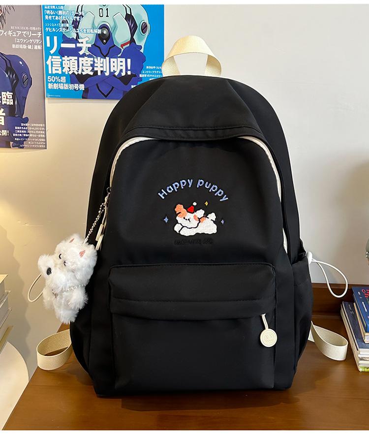 School bag dopamine ins wind cute embroidery school bag simple large capacity versatile commuter backpack travel lightweight backpack