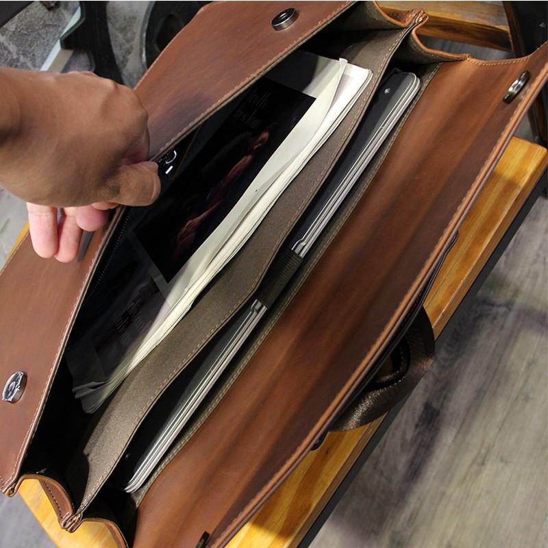 TS JYL Laptop bag,Vintage Men Handbag Briefcase Korean Style Casual Shoulder Crossbody Bag
