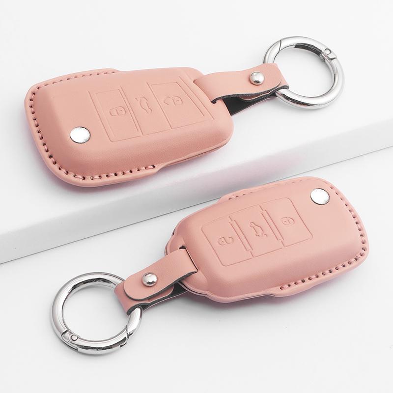 Car Key Cover For VW Volkswagen Beetle Caddy Eos Golf Jetta Polo Scirocco Tiguan Touran UP Keyless Fob Leather Car Key Bag Case
