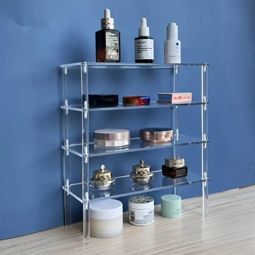 Acrylic Multi Functional Display Stand Desktop Perfume Organizer Transparent Layered Shelf Collectibles Model Stand Holders
