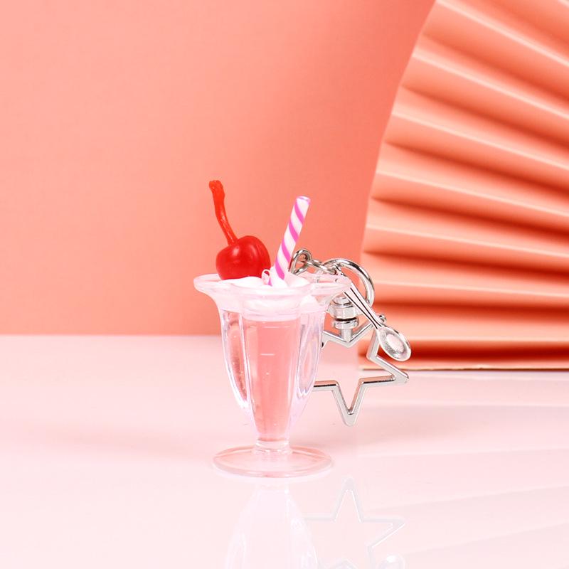 Simulated Dessert Fruit Tea Ice Cream Keychain Toy Pendant