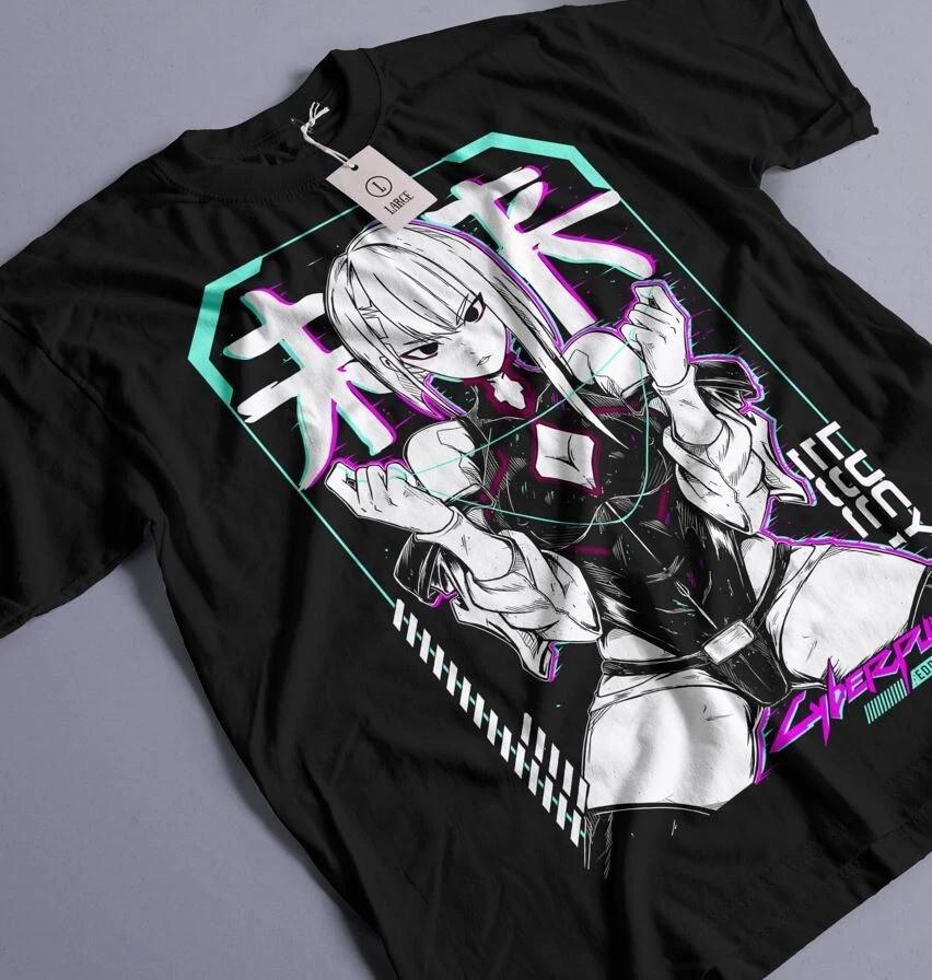 Anime LUCY Cyberpunk Black T Shirt Size S 4XL