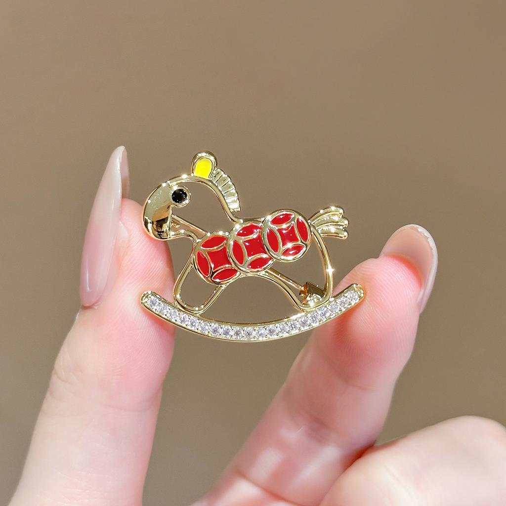 Get Rich Right Away, Alloy Year of the Horse Brooch, Light Luxury Women's Pin, Fashion Natal Year Brooch Jewelry