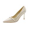 2024 New French Pointed Shallow Mouth Fine Heel Bridal Pumps Wedding Shoes for Women with a Princess Style Pearl High Heels