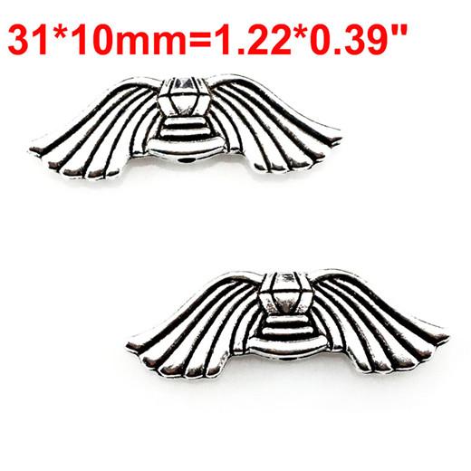 10PCS Vintage Antique Silver Color Alloy Angel Feather Wing Pendant For DIY Jewelry Making