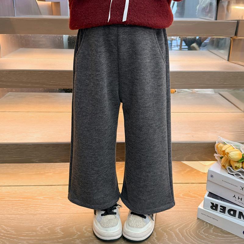 Baby Girls' 2025 Korean-Style Velvet Wide-Leg Winter Pants
