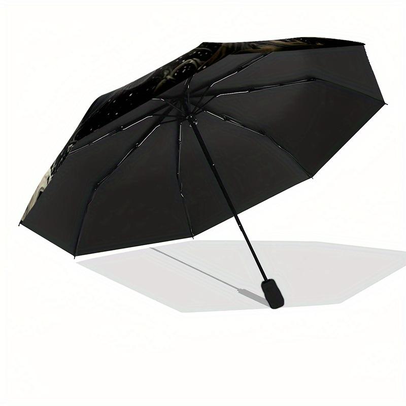 Yin Yang Cats with Intricate Tree Patterns - A folding umbrella with 8 iron ribs, plastic handle, and automatic opening/closin