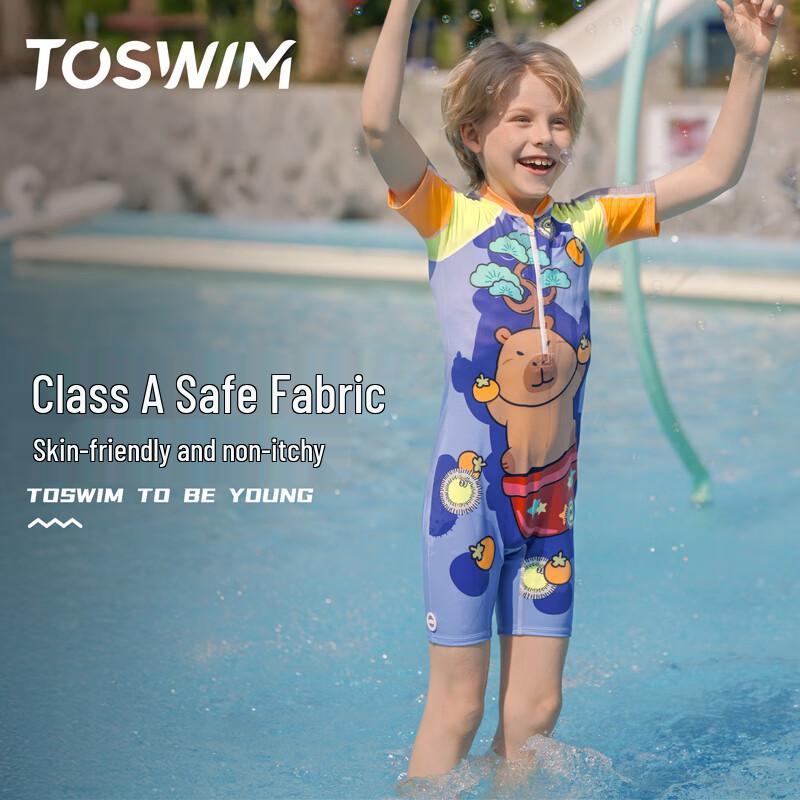 

TOSWIM Boys Short Sleeve One-Piece UV Swimsuit 130