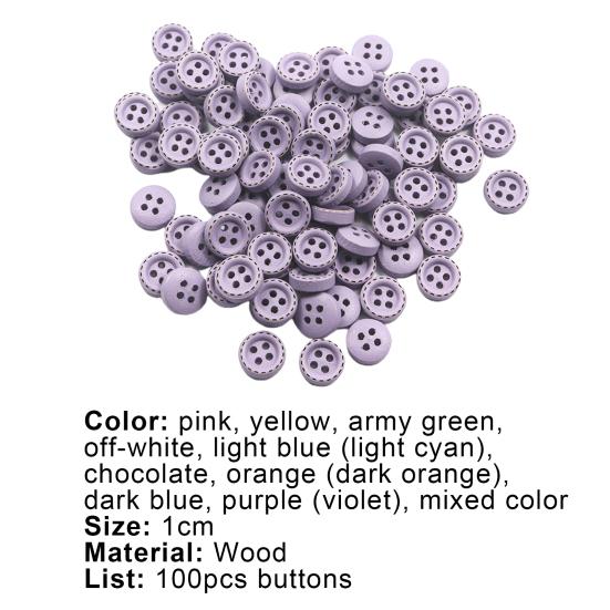 100Pcs Wooden Decorative Buttons Solid Color Sewing Clothing Scrapbook DIY Craft