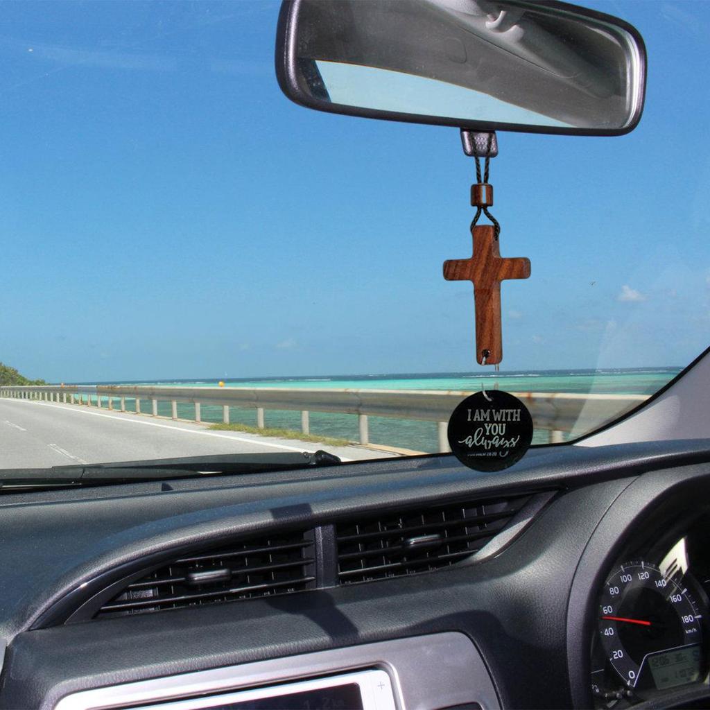 Faith Car Pendant Crosses Wooden Blessing Hanging Decoration For Rearview Mirror Simple Installation