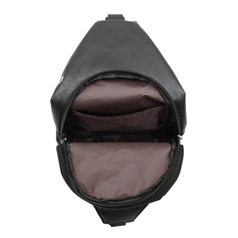 Waterproof PU Chest Bag with USB Port, Casual Travel Sling Bag Perfect Christmas Gift