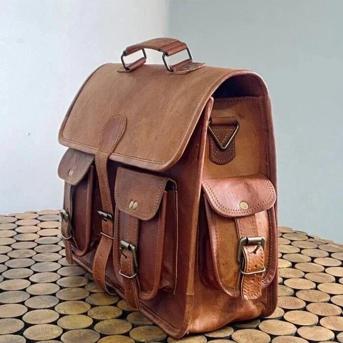 Laptop Bag Leather Genuine Messenger Briefcase Shoulder Men Vintage Satchel Men