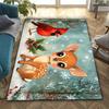 Cute Deer and Cardinal with Big Eyes Washable Non-slip Polyester Mat Perfect for Living Room Bedroom Patio Deer Home Decoration